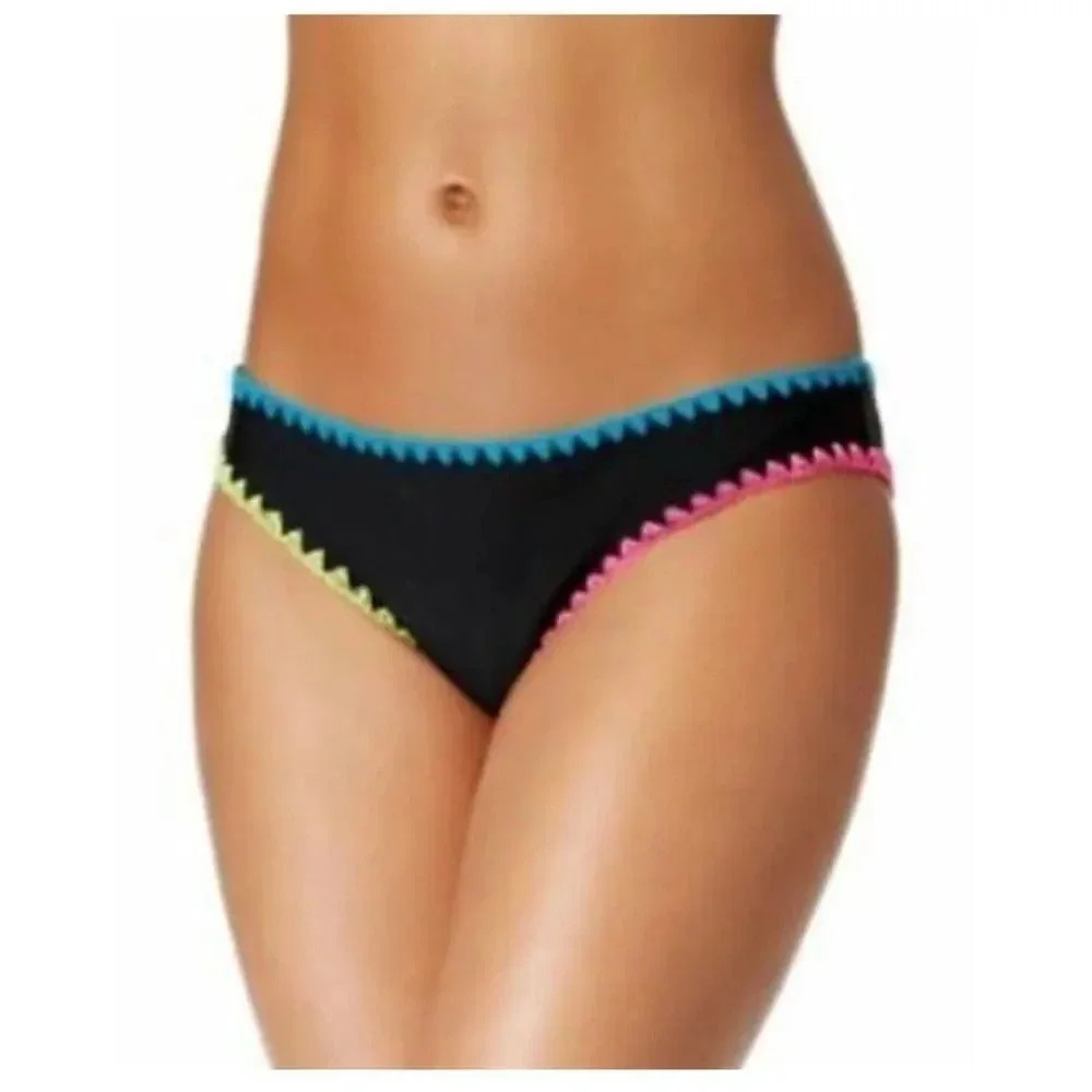 Hula Honey Black Stitch Cheeky Bikini Bottoms